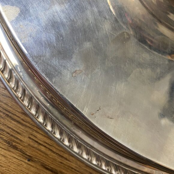 Wm ROGERS Silverplate Lazy Susan & Serving Gallery Tray Cocktail Bar Buffet - Picture 4 of 11